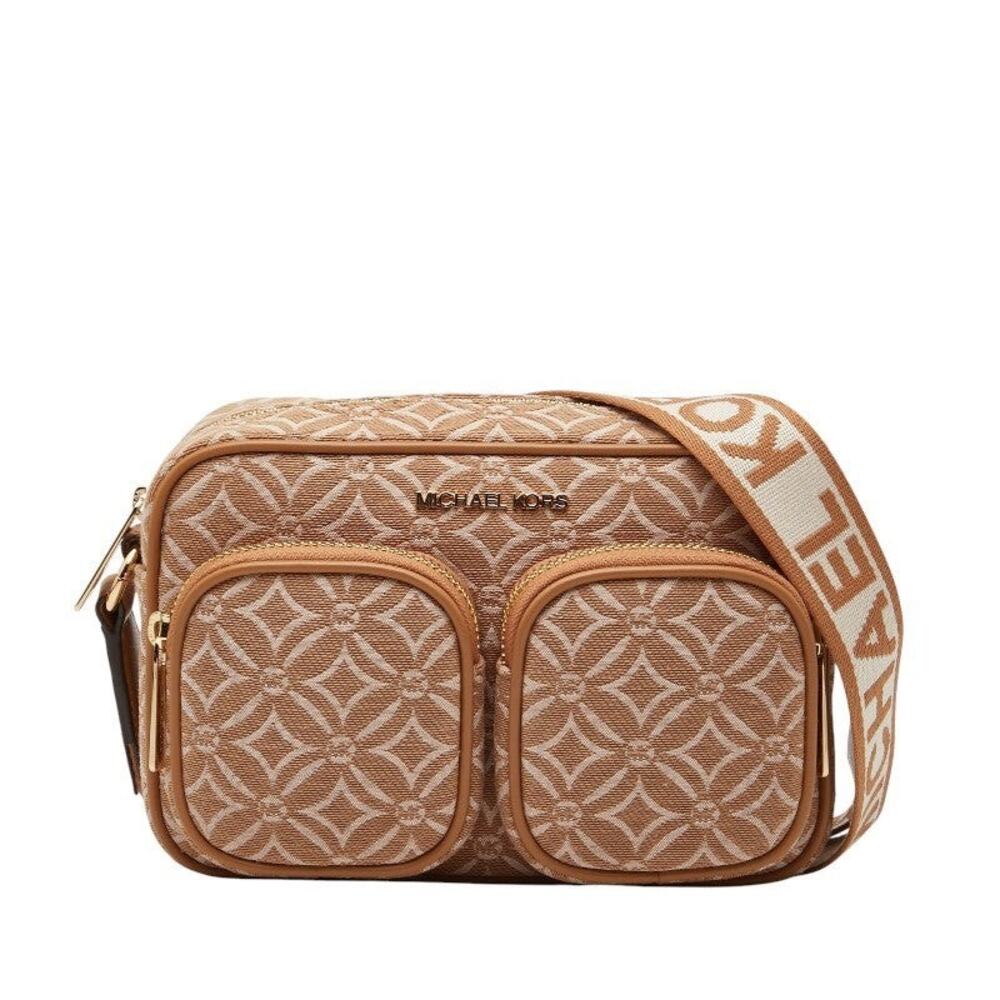 Michael Kors Jet Set Item Logo Canvas Leather Shoulder Bag Brown